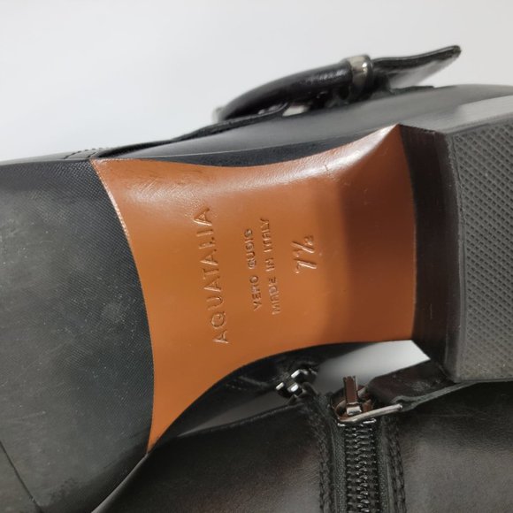 Aquatalia Black Ankle Boots with Buckle - Picture 5 of 11